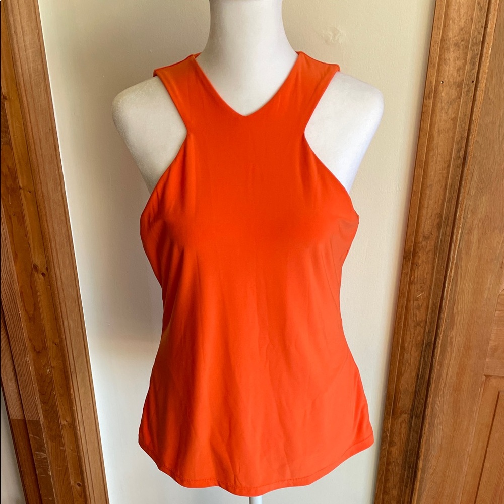 LAUREN RALPH LAUREN Bright Orange Sleeveless V-Neck Tank Top PM - Picture 5 of 16